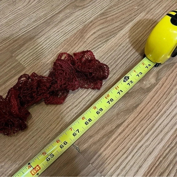 Fashion Handmade Crochet Ruffle Lace Scarf Red Extra Long - Picture 4 of 4